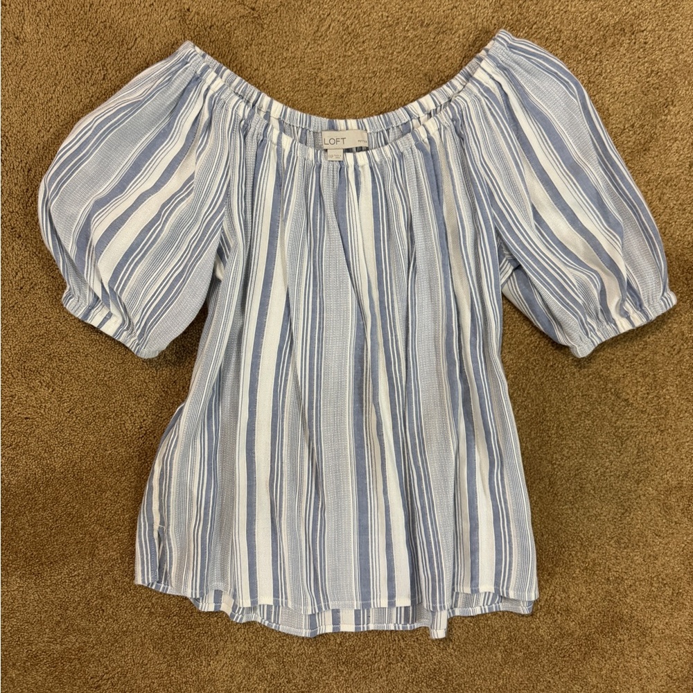 LOFT Navy and White Striped Skirt
